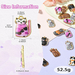 35 個 7 色ラックメッキ合金ペンダント  エナメル  ゴールドカラー  猫の形のチャーム  ミックスカラー  20x11.5x2.5mm  穴：1.5mm  5個/カラー&nbsp;FIND-CJ0002-63