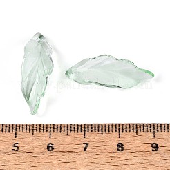 ベーキングペイント透明ガラスペンダント  葉  淡緑色  26~26.5x9~9.5x6.5~7.5mm  穴：1.2~1.5mm  約917個/1000g&nbsp;DGLA-N014-01E