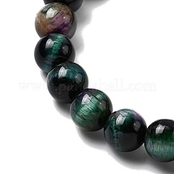Natural Dyed & Heated Tiger Eye Round Beaded Stretch Bracelets for Men Women&nbsp;BJEW-JB12538
