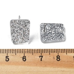 アクリルイヤリング金具  台形  304ステンレススチールピンとパイルレット付き  銀  14.5x12x2mm  穴：1.6mm&nbsp;OACR-I016-13A
