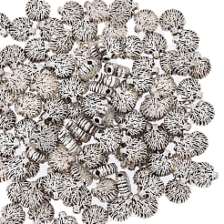 チベットスタイルの合金ビーズ120個。  命の木とフラットラウンド  アンティークシルバー  8x7.6x3mm  穴：1.2mm&nbsp;FIND-HY0002-30