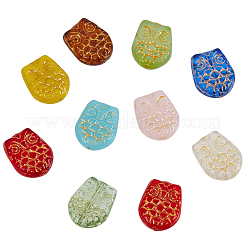 フクロウのガラスビーズ40個  ゴールドライン入り  ミックスカラー  18x15x5.5~6.5mm  穴：1mm&nbsp;GLAA-PA0001-65