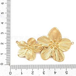304ステンレススチールコネクタチャーム  フラワーリンク2個  ゴールドカラー  33x51.5x3.5mm  穴：1.4mm&nbsp;STAS-H248-01G