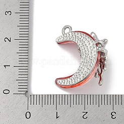 プラチナ合金樹脂ラインストーンガラスペンダント  ムーン  インディアンレッド  20.5x19.5x11mm  穴：1.6mm&nbsp;FIND-U017-08P-01