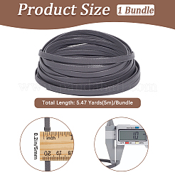 5m折りたたみ式PUレザーフラットコード  グレー  5x1mm  約5.47ヤード（5m）/バンドル&nbsp;OCOR-WH20012-14A-03