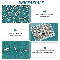 90個 3スタイル 304ステンレススチール スクリューアイペグベイル  ステンレス鋼色  14~17.5mm  穴：6x3mm  ピン：1.3mm  30個/スタイル&nbsp;STAS-UN0052-88