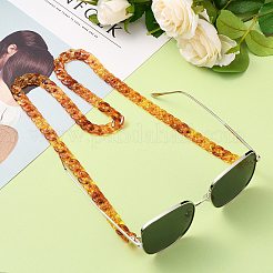 眼鏡チェーン  眼鏡用ネックストラップ  透明アクリルカーブチェーン付き  金メッキの304ステンレススチール製ロブスタークロウ留め金とゴム製ループエンド  チョコレート  31.49インチ（80cm）&nbsp;AJEW-EH00292