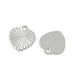 真鍮製チャーム  ニッケルフリー  プラチナメッキ  テクスチャ  ハート  10x9x0.5mm  穴：1mm&nbsp;KK-Z136-79P-02