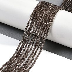 天然石スモーキークォーツビーズ連売り  多面カット  グレードAA  ラウンド  2mm  穴：0.5mm  約184個/連  15.75''（40センチメートル）&nbsp;G-P553-G05-01