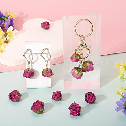 プリザーブドローズペンダント10個  バラの花のチャーム  マゼンタ  25~28x22~25x20~23mm  穴：1.5mm&nbsp;KY-TA0001-59B