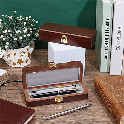 Rectangle Wooden Pen Storage Case with Lid&nbsp;AJEW-WH0709-112