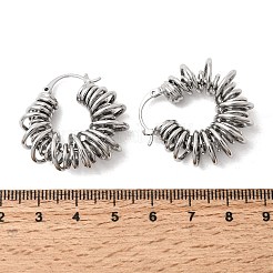 女性のための真鍮のフープピアス  スパイラル  プラチナ  29x11mm&nbsp;EJEW-K334-01P