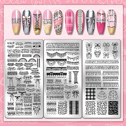 ステンレス鋼の DIY ネイルアート テンプレート  プラスチックネイルアート画像テンプレート付き  混合図形  12x6cm&nbsp;MRMJ-PH0003-21