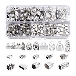 100Pcs 10 Style Tibetan Style Alloy Cord Ends&nbsp;TIBEP-PH0001-50