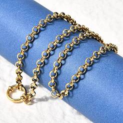 304 Stainless Steel Rolo Chain Necklaces with Spring Ring Clasps for Women&nbsp;NJEW-Z091-03G