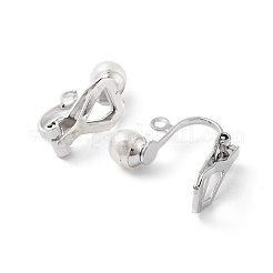 304 Stainless Steel Clip-on Earring Findings with Imitation Pearl Plastic Beaded&nbsp;STAS-H216-03A-P