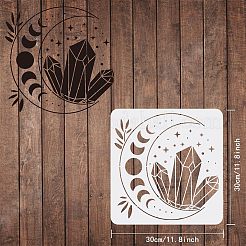 プラスチック再利用可能な描画絵画ステンシル テンプレート  スクラップブック、布地、タイル、床、家具、木材の塗装用  正方形  月模様  300x300mm&nbsp;DIY-WH0172-437