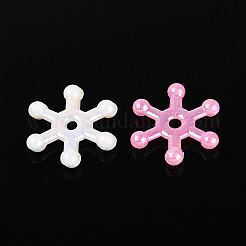 クリスマスプラスチックビーズ  模造ゼリー  スノーフレーク  ABカラーメッキ  ミックスカラー  15.5x14x3mm  穴：1.6~1.7mm  約3571個/500g&nbsp;KY-N026-30