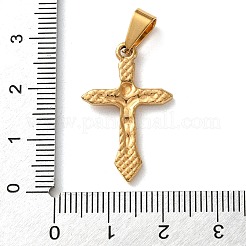 ステンレスペンダント201個  十字架クロスチャーム  PVD真空メッキ  長持ちメッキ  ゴールドカラー  27x17x2.5mm  穴：6.5x3.5mm&nbsp;STAS-U053-07E-G