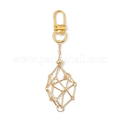 Brass Macrame Pouch Stone Holder Pendant Decoration&nbsp;HJEW-JM01690-01