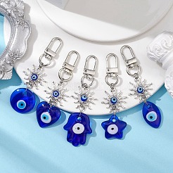 Horse Eye/Heart/Star/Hamsa Hand/Flat Round with Evil Eye Lampwork Pendant Decorations&nbsp;HJEW-JM01997