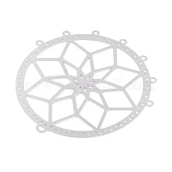201 Stainless Steel Hollow Ring with Flower Chandelier Component Links&nbsp;STAS-N121-03P