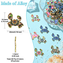35個7スタイルプリントアロイペンダント  カニチャーム  ライトゴールド  ミックスカラー  19.5x20x1.5mm  穴：0.6mm  5個/スタイル&nbsp;ENAM-CJ0005-97