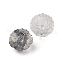 電気メッキ不透明ガラスビーズ500個。  半分虹メッキ  多面カット  ロンデル  ホワイト  4x3mm  穴：0.4mm&nbsp;EGLA-YW0001-39D