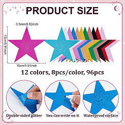 96Pcs 12 Colors Paper Double Side Glitter Star Confetti&nbsp;AJEW-PH0007-42