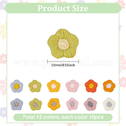 120個12色のポリエステル装飾アクセサリー  ミシンクラフト装飾  花  ミックスカラー  13x2mm  10個/カラー&nbsp;DIY-MA0005-17