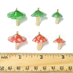 10個2色プラスチックペンダント  アクリルと金メッキの真鍮ループ付き  キノコ  ミックスカラー  23x22~23mm  穴：1.5mm  5個/カラー&nbsp;KY-FS0001-34B