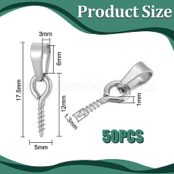 304ステンレススチール製スクリューアイペグベイル50個  ステンレス鋼色  17.5mm  穴：6x3mm  ピン：1.3mm&nbsp;STAS-UN0052-87B