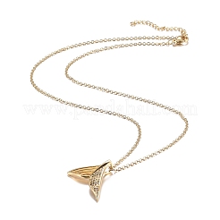 Brass Micro Pave Cubic Zirconia Pendant Necklaces&nbsp;NJEW-H100-03G