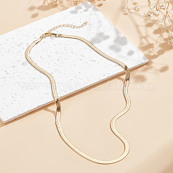 1個 4mm 真鍮フラットスネークチェーンネックレス 女性用 男性用  ゴールドカラー  16.73インチ（42.5cm）&nbsp;NJEW-LP0001-29