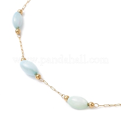 Dyed Rice Natural Shell & 304 Stainless Steel Link Chain Anklets&nbsp;AJEW-AN00727