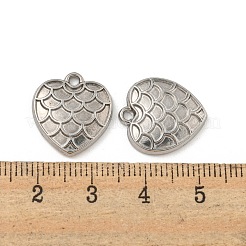 変色しない304ステンレススチールペンダント  魚の鱗のハートチャーム  ステンレス鋼色  17x15.5x3mm  穴：2mm&nbsp;STAS-I307-527P