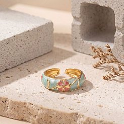 Brass Enamel Cuff Open Rings for Women&nbsp;WG01AA6-01