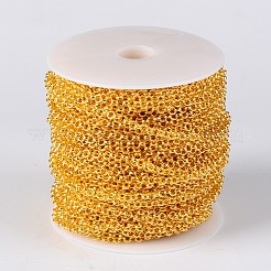 アイアン製ローロチェーン  溶接されていない  スプールで  無鉛の  ゴールドカラー  4x1mm  約164.04フィート（50m）/ロール&nbsp;CH-S078-G-LF