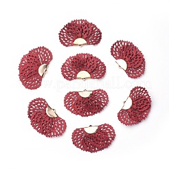 鉄のペンダント  絹糸で  花  ゴールドカラー  ミックスカラー  25~27x38~41mm  穴：1.5mm&nbsp;IFIN-G081-D