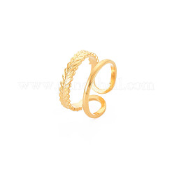 Ion Plating(IP) 304 Stainless Steel Double Line Open Cuff Ring for Women&nbsp;RJEW-S405-189G