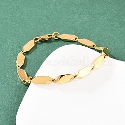 304 Stainless Steel Rhombus Link Chain Bracelets for Men Women&nbsp;BJEW-G766-04G
