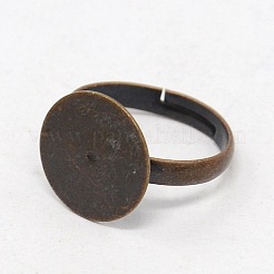調整可能な混合真鍮＆鉄のパッドリングセッティングDIYの指輪パーツ  ミックスカラー  17mm  トレイ：8~12mm&nbsp;KK-X0069