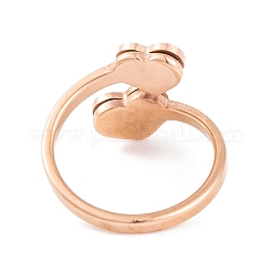 304ステンレススチール指輪  女性用ハートアクリルオープンカフリング  ローズゴールド  usサイズ6~9（16.5~18.9mm）&nbsp;RJEW-C086-18-RG