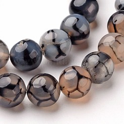 天然石ドラゴンアゲート瑪瑙ビーズ連売り  ラウンド  染め＆加熱  6mm  穴：1mm  約61個/連  13.8~14インチ&nbsp;G-D845-03-6mm