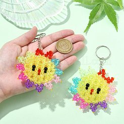 Plastic Beaded Pendant Keychain&nbsp;HJEW-CJC0009-01P