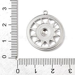 304ステンレスペンダント  太陽のチャーム入りフラットラウンド  変色防止  ステンレス鋼色  25x22x2mm  穴：1.4mm&nbsp;STAS-H482-01P