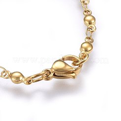 304ステンレススチールチャームブレスレット  カニカン付き  クロス  ゴールドカラー  8-1/4インチ（21cm）  3mm&nbsp;BJEW-H579-05G