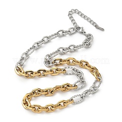 Two Tone 304 Stainless Steel Cable Chain Necklaces for Women&nbsp;NJEW-G173-01GP