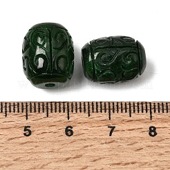 天然ミャンマー翡翠染めビーズ  刻まれた列  濃い緑  15~15.5x11.5~13mm  穴：1.8mm&nbsp;G-C283-06