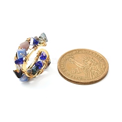 Glass Chip Beads Cuff Ring for Teen Girl Women&nbsp;RJEW-JR00398